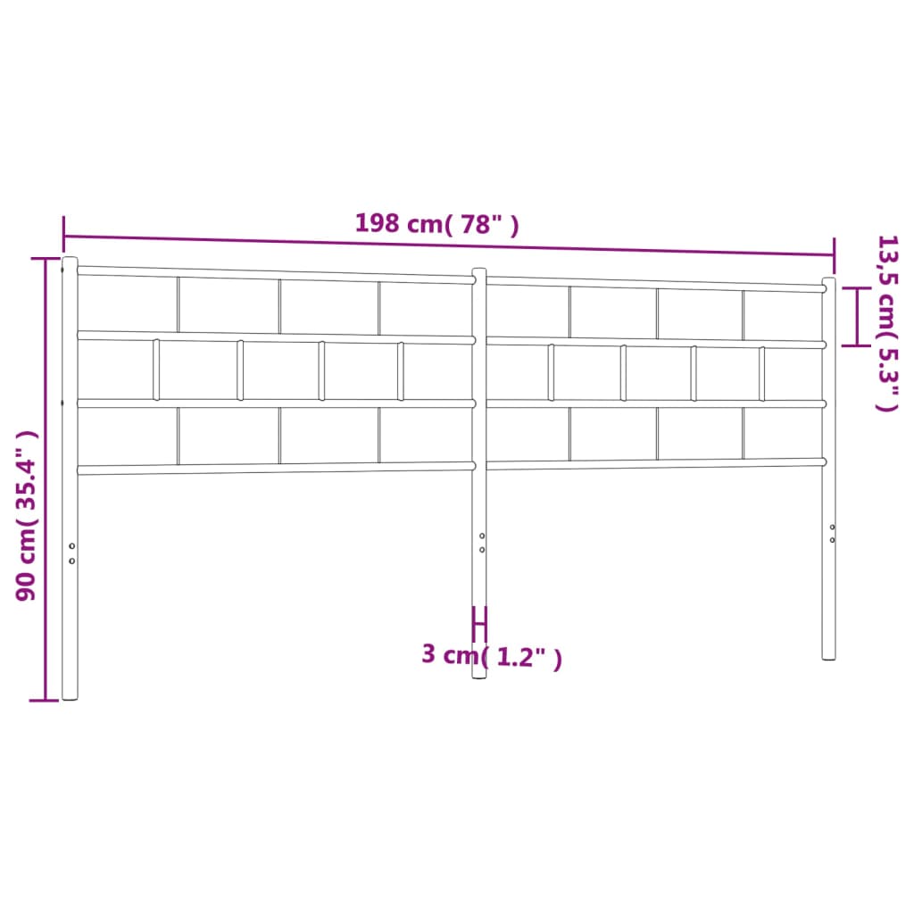 vidaXL sengegavl 193 cm metal hvid