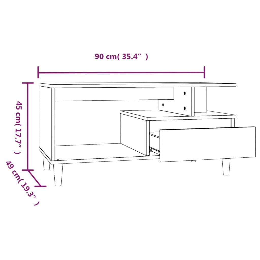 vidaXL sofabord 90x49x45 cm konstrueret træ betongrå