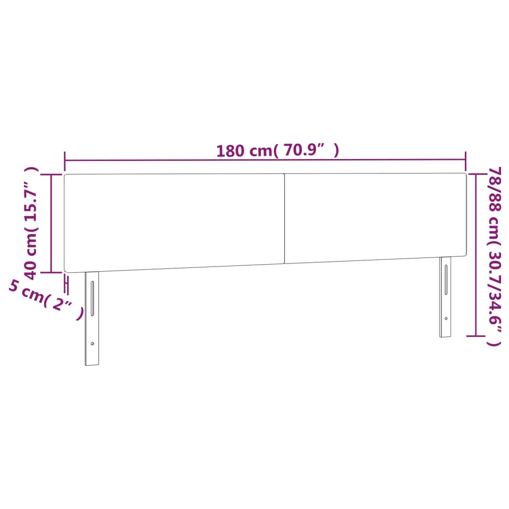 vidaXL sengegavl med LED-lys 180x5x78/88 cm fløjl mørkeblå