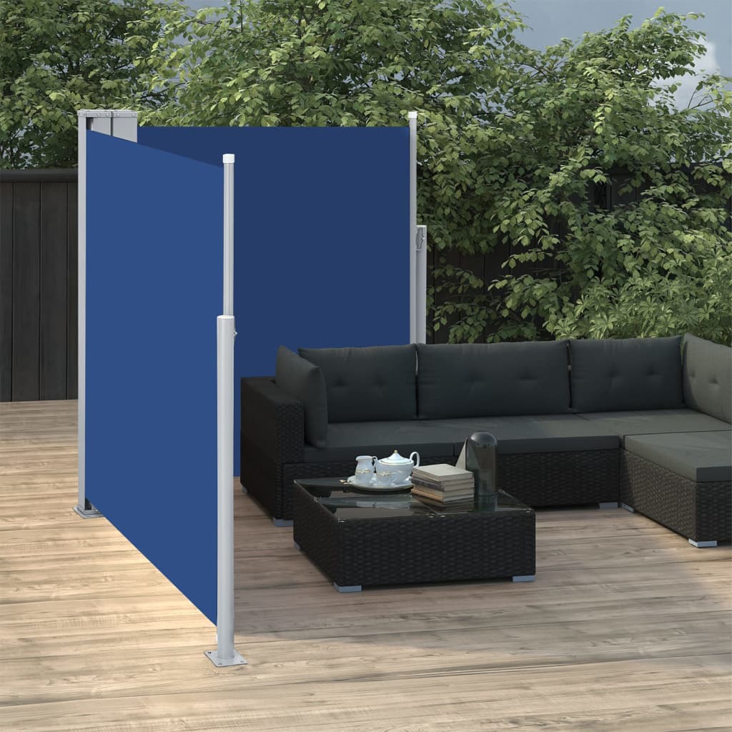 vidaXL sammenrullelig sidemarkise 160x600 cm blå