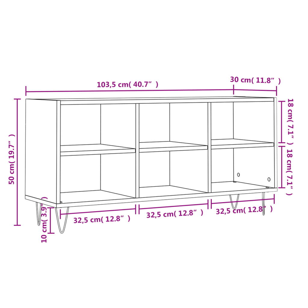 vidaXL tv-bord 103,5x30x50 cm konstrueret træ brun egetræsfarve