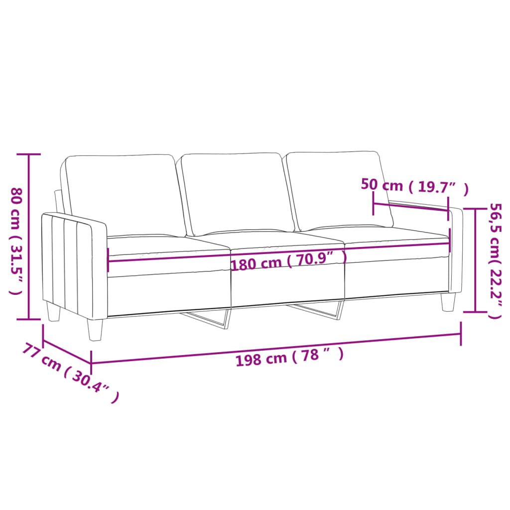 vidaXL 3-personers sofa 180 cm stof brun