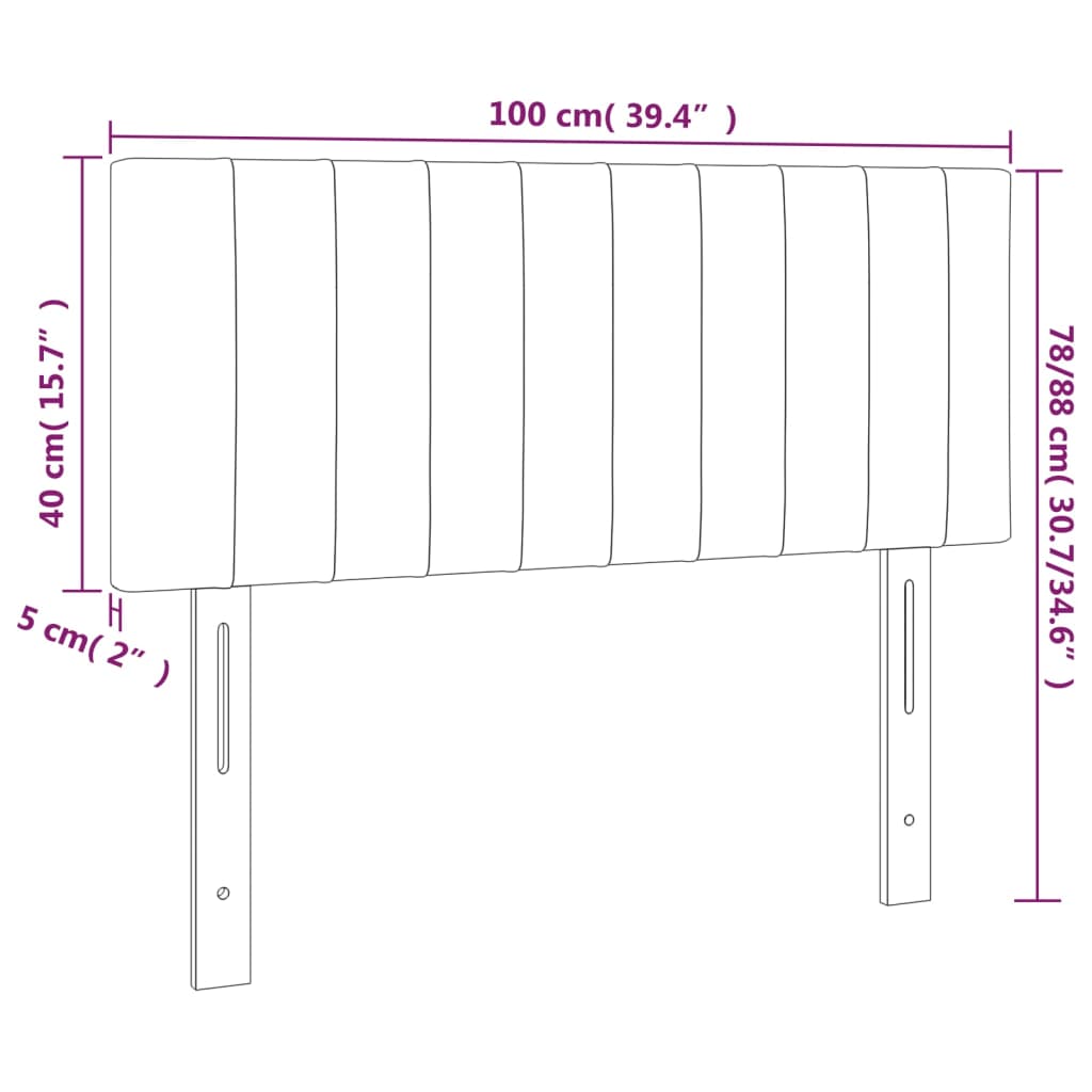 vidaXL sengegavl med LED-lys 100x5x78/88 cm fløjl sort