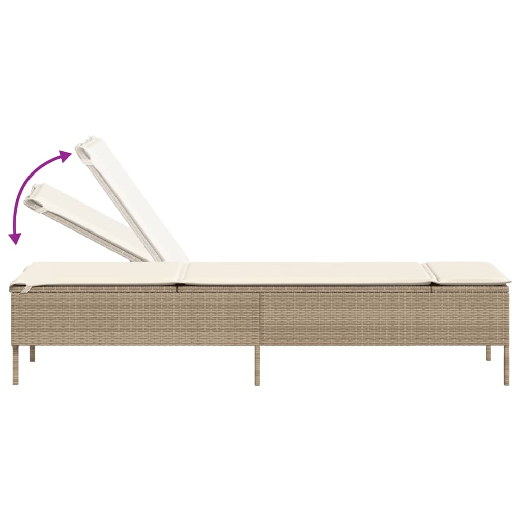 vidaXL liggestole 2 stk. med hynder polyrattan beige