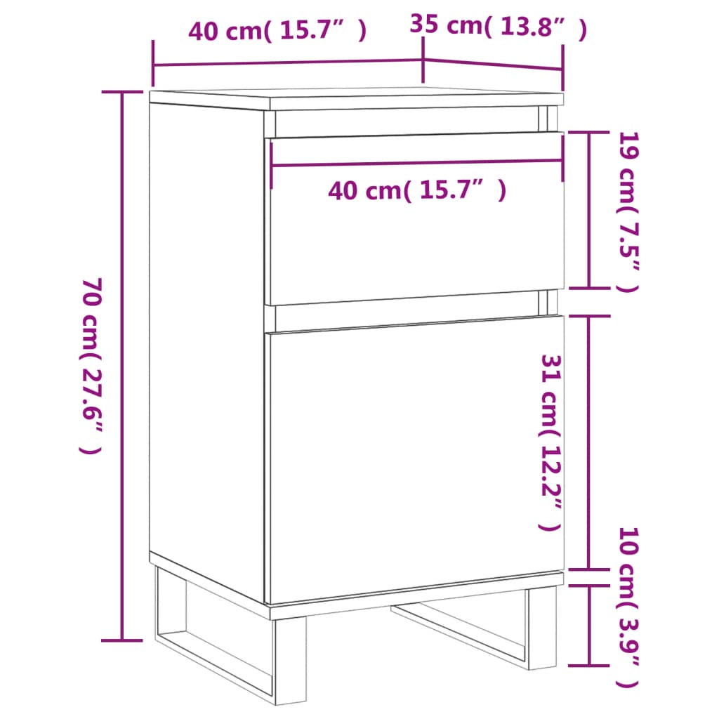 vidaXL skænk 40x35x70 cm konstrueret træ grå sonoma-eg