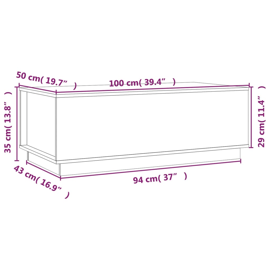 vidaXL sofabord 100x50x35 cm massivt fyrretræ gyldenbrun