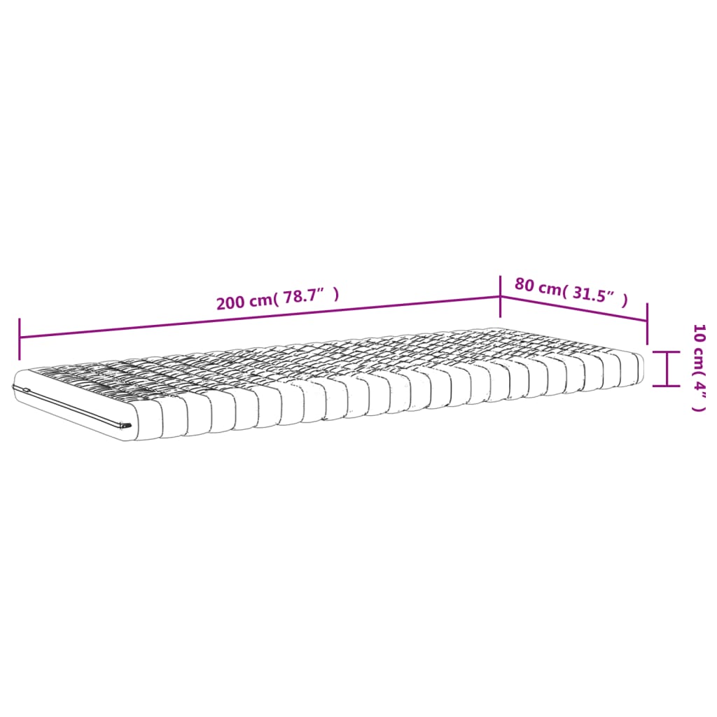 vidaXL skummadrasser 2 stk. 80x200 cm 7 zoner hårdhed 20 ILD hvid