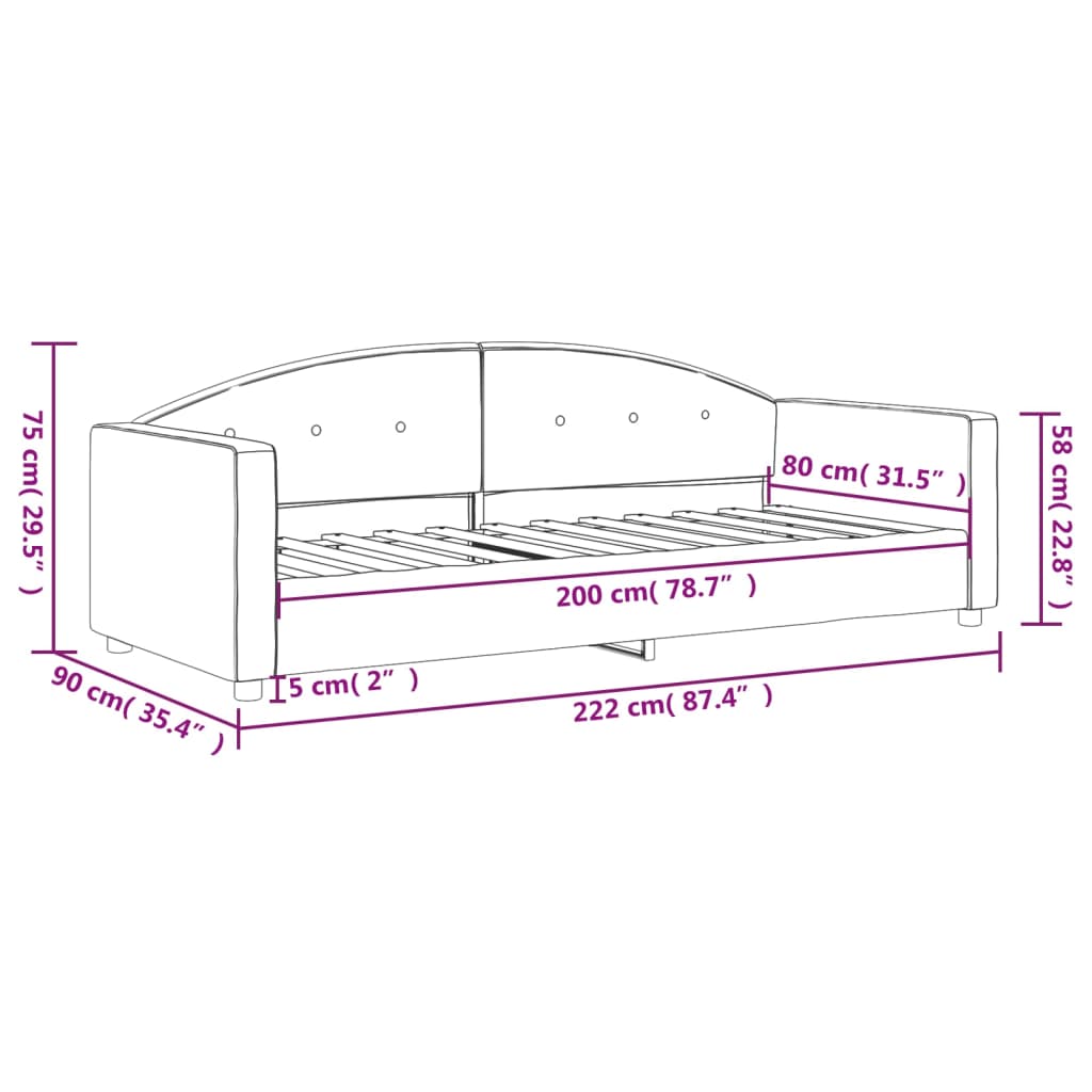 vidaXL daybed 80x200 cm velour gul