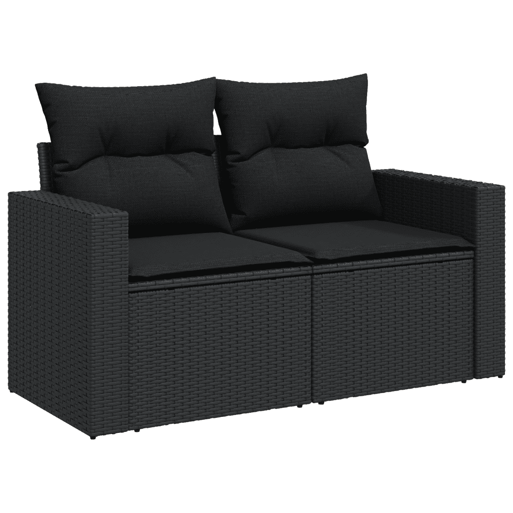 vidaXL sofasæt til haven 10 dele med hynder polyrattan sort