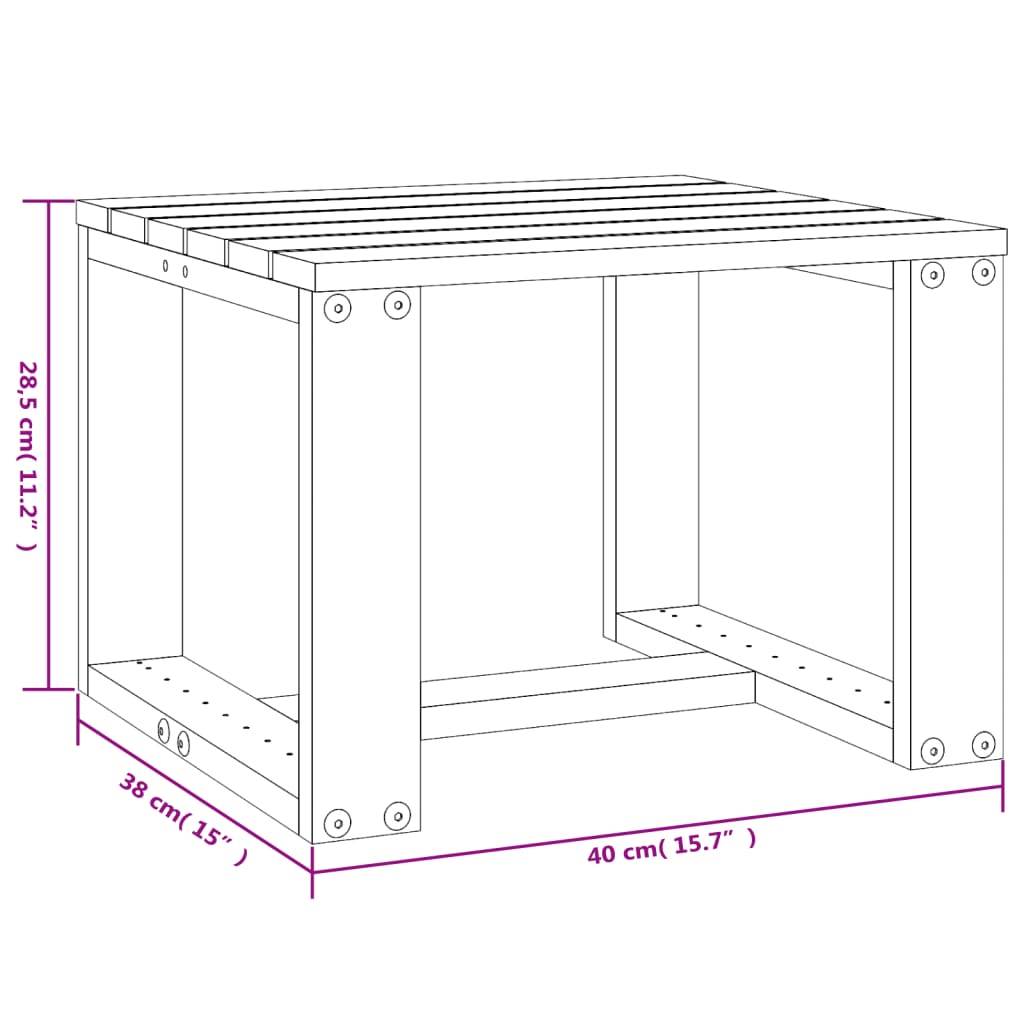 vidaXL havebord 40x38x28,5 cm massivt fyrretræ sort