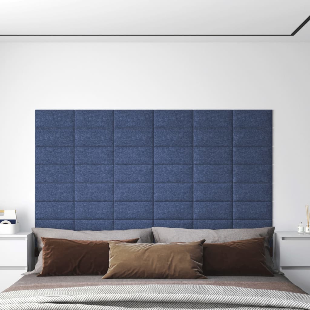 vidaXL vægpaneler 12 stk. 30x15 cm 0,54 m² stof blå