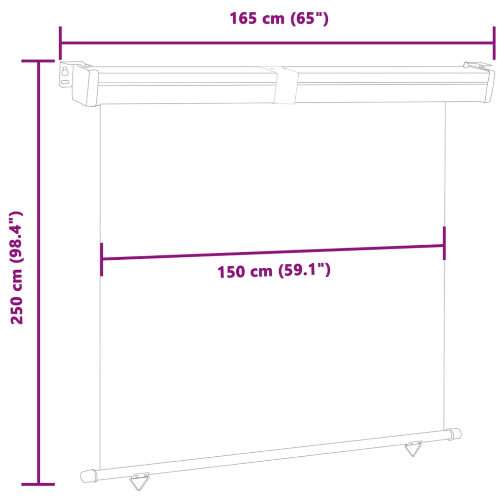 vidaXL sidemarkise til altan 165x250 cm cremefarvet