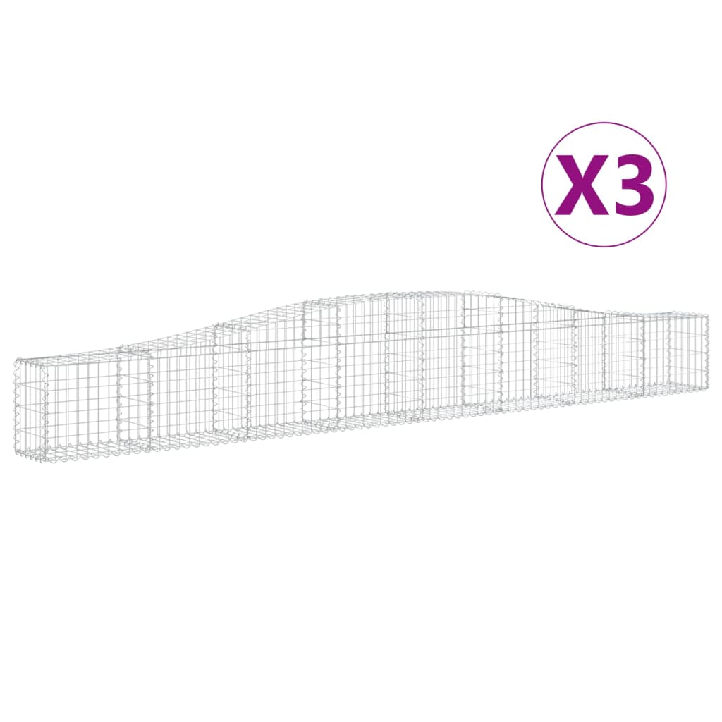 vidaXL buede gabionkurve 3 stk. 400x30x40/60 cm galvaniseret jern