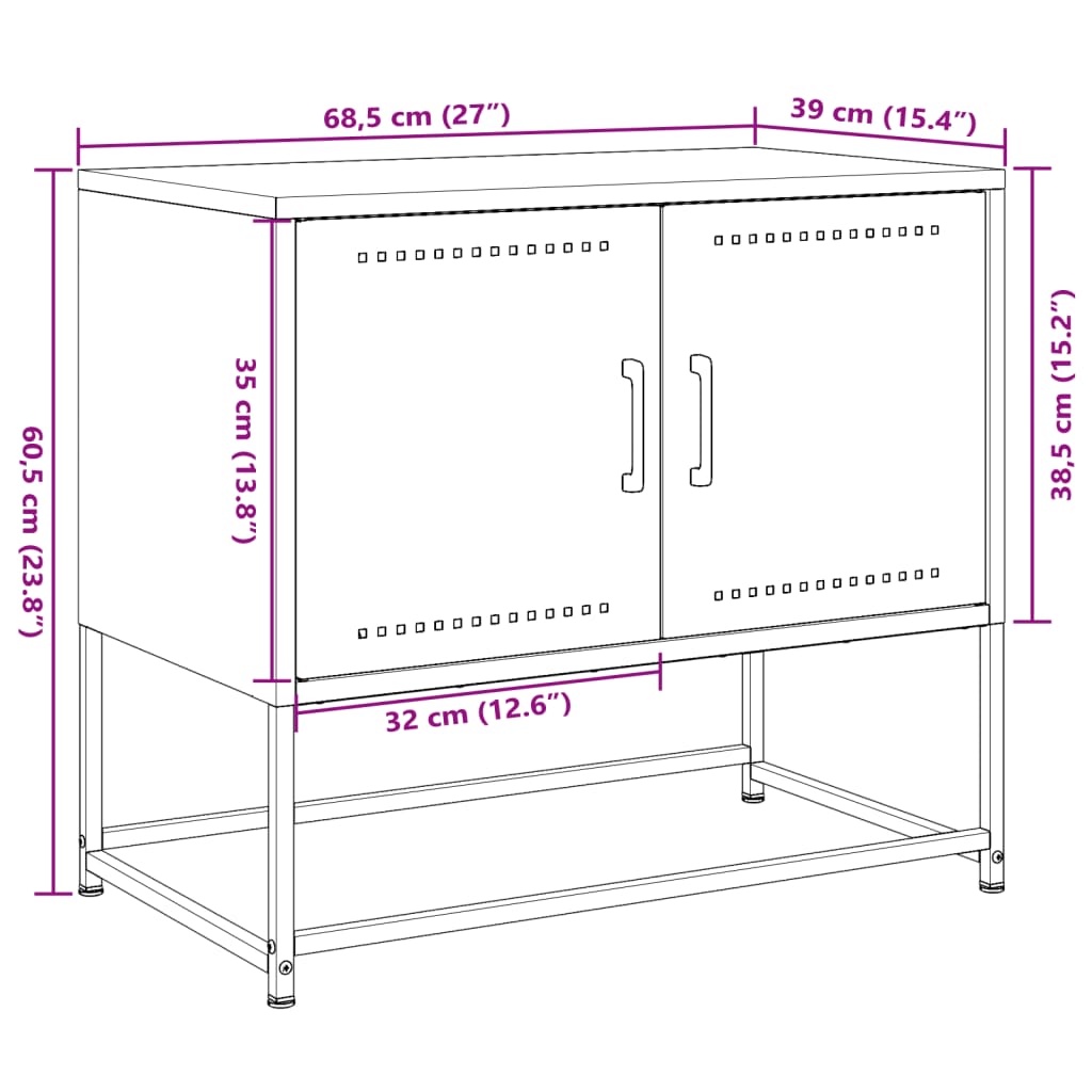 vidaXL tv-bord 68,5x39x60,5 cm stål olivengrøn