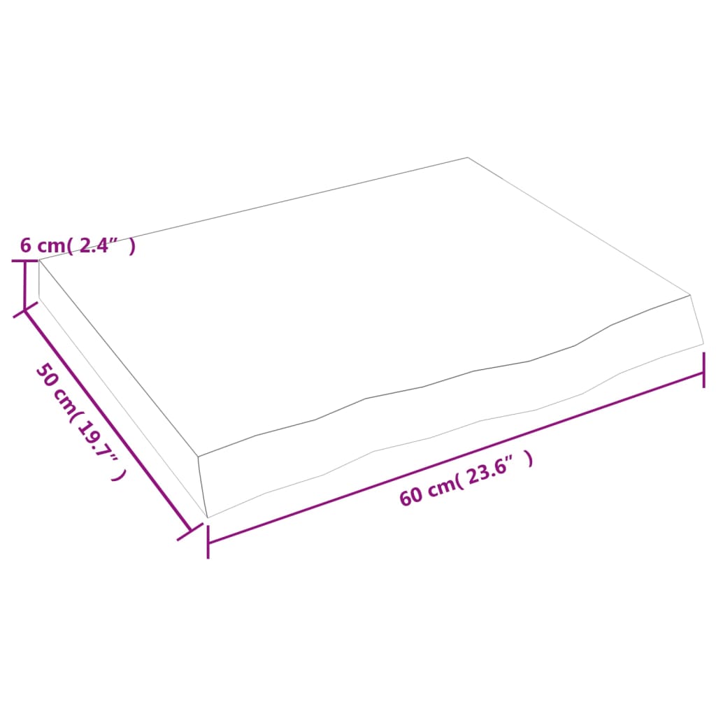 vidaXL bordplade 60x50x(2-6) cm ubehandlet massivt egetræ