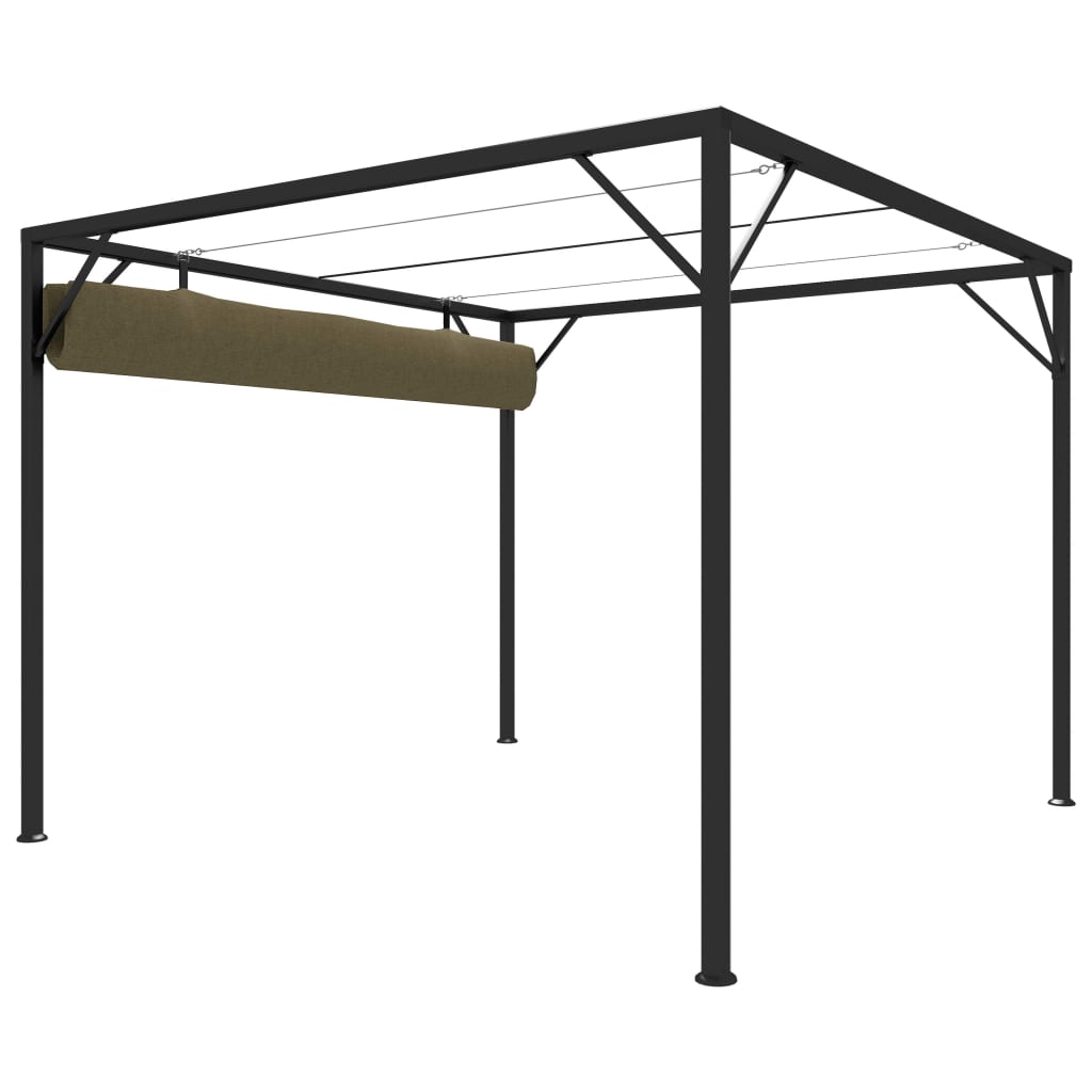 vidaXL havepavillon med tilbagetrækkeligt tag 3x3 m 180 g/m² gråbrun