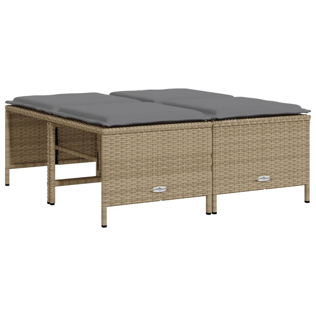 vidaXL haveskamler 4 stk. med hynder polyrattan beige