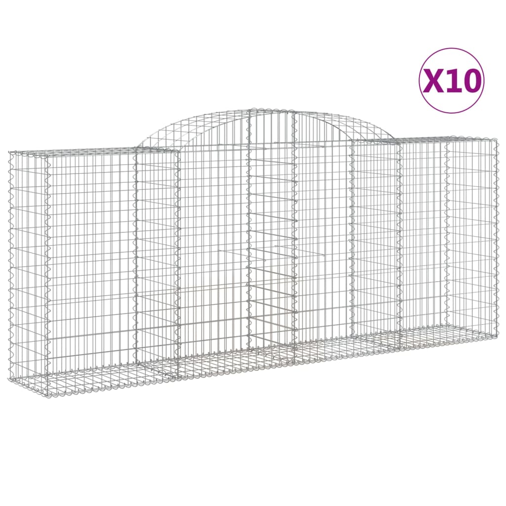 vidaXL buede gabionkurve 10 stk. 300x50x120/140 cm galvaniseret jern