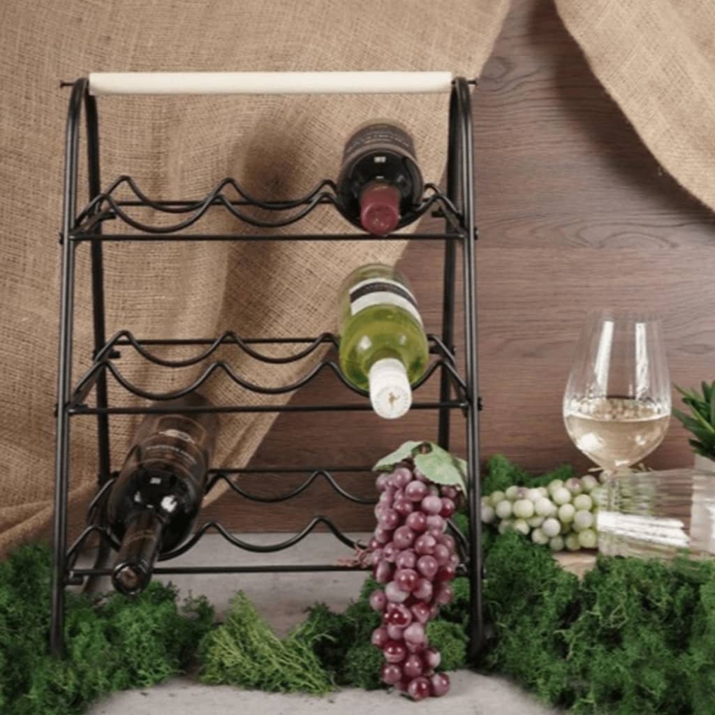 Home&Styling vinreol til 9 flasker metal sort og naturfarvet