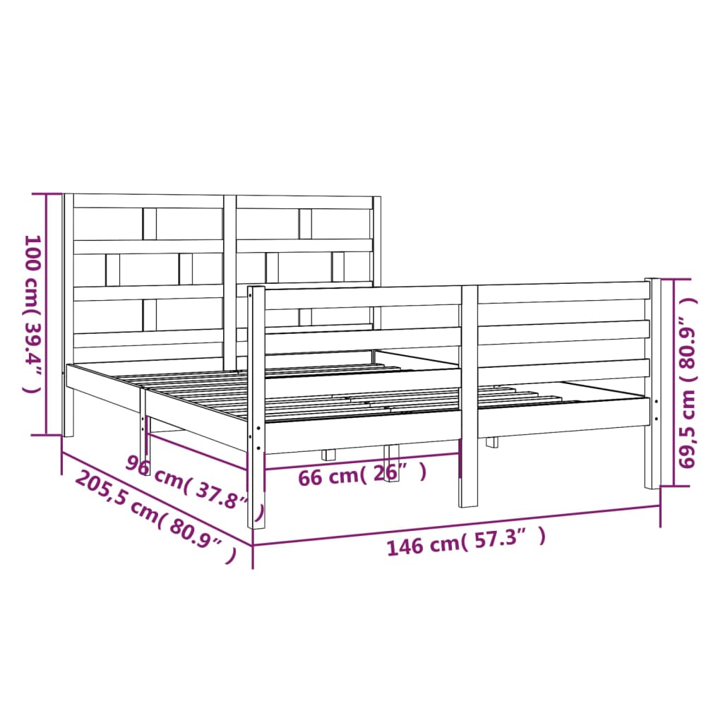 vidaXL sengeramme 140x200 cm massivt træ