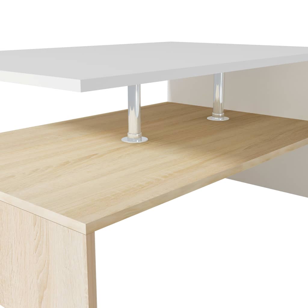 vidaXL sofabord 90x59x42 cm konstrueret træ egetræsfarvet og hvid
