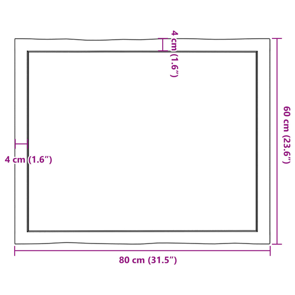 vidaXL bordplade 80x60x(2-4) cm naturlig kant behandlet træ lysebrun