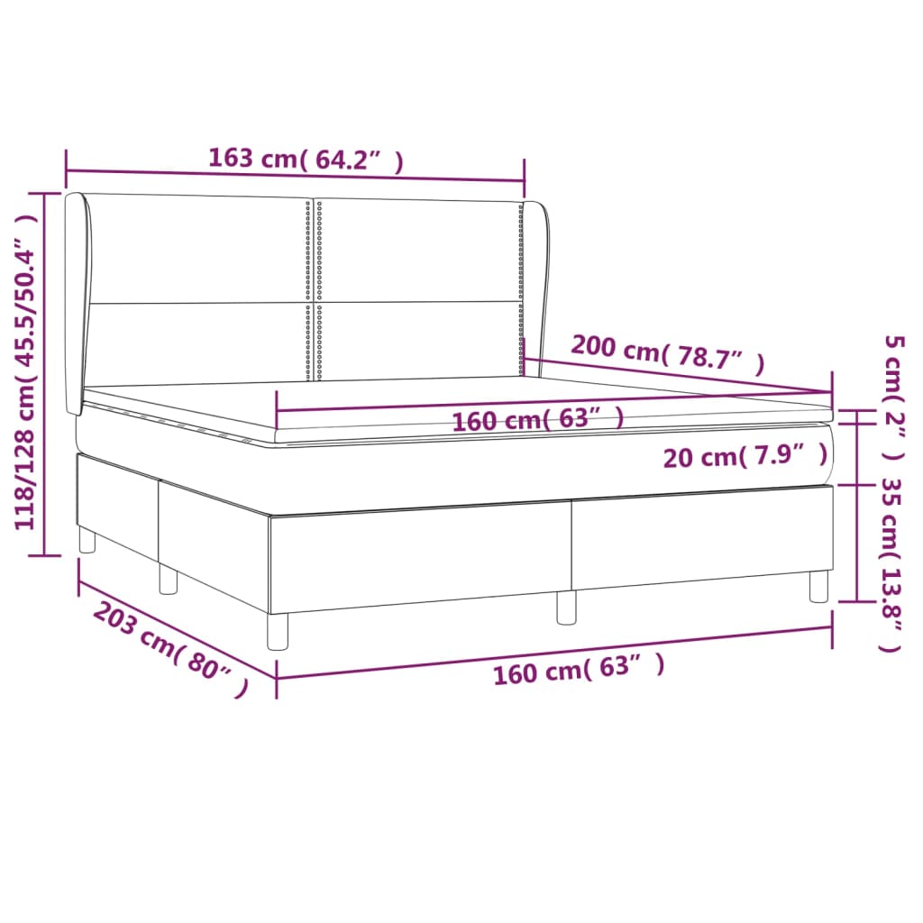 vidaXL kontinentalseng 160x200 cm kunstlæder hvid