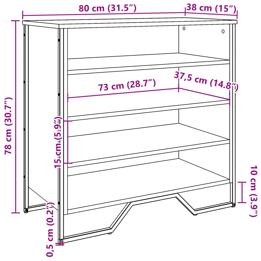 vidaXL skoreol 80x38x78 cm konstrueret træ grå sonoma-eg