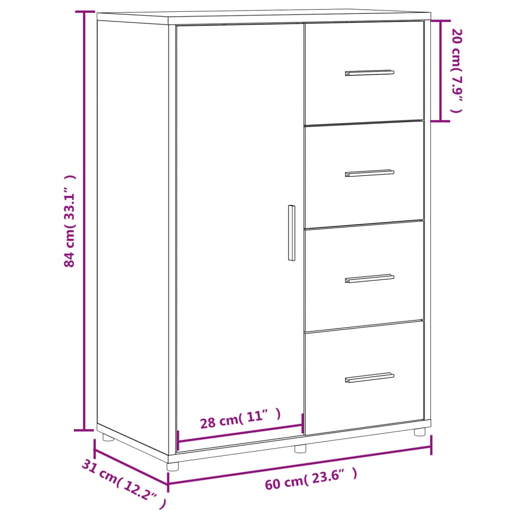 vidaXL skab 60x31x84 cm konstrueret træ røget egetræsfarve