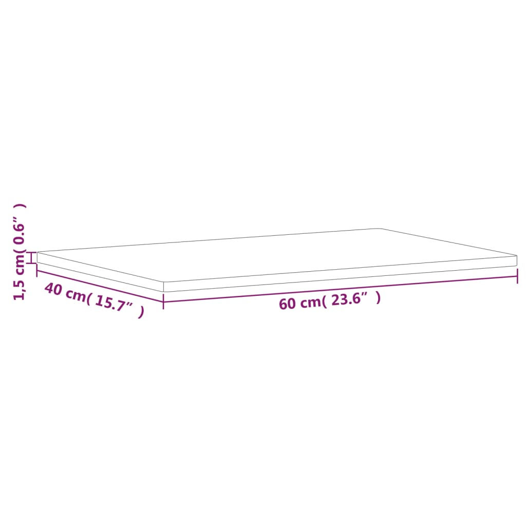 vidaXL bordplade til badeværelse 60x40x1,5 cm massivt bøgetræ