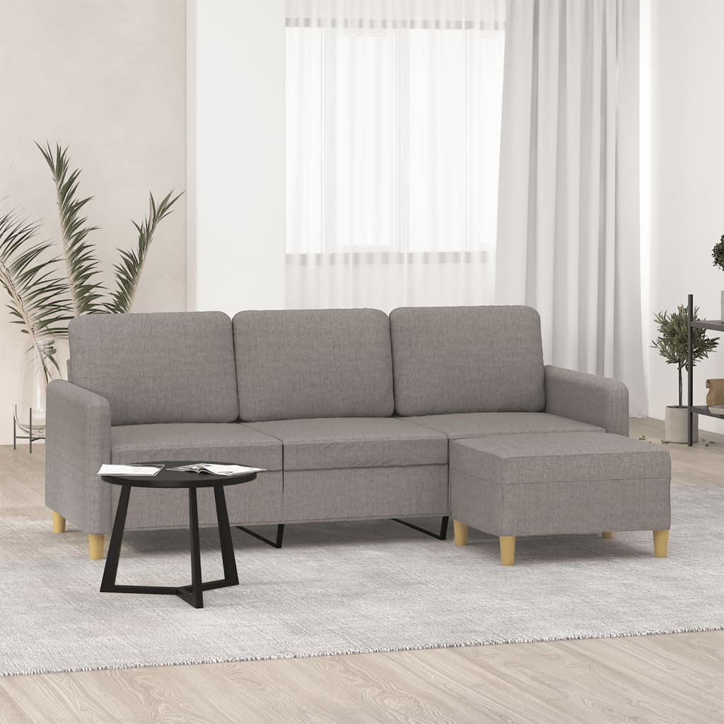 vidaXL 3-personers sofa med fodskammel 180 cm stof Gråbrun