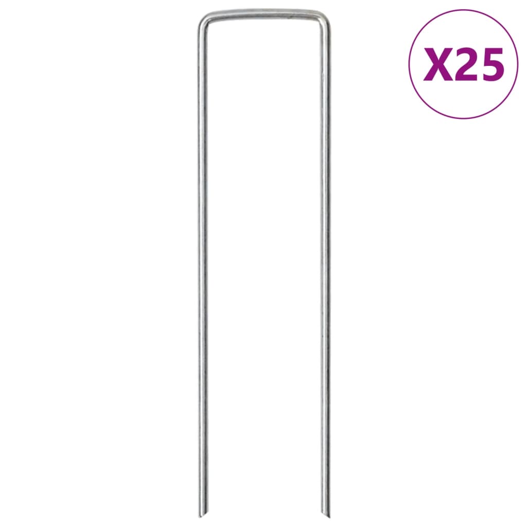 vidaXL jordpløkker 25 stk. U-facon 15x3,5 cm galvaniseret stål