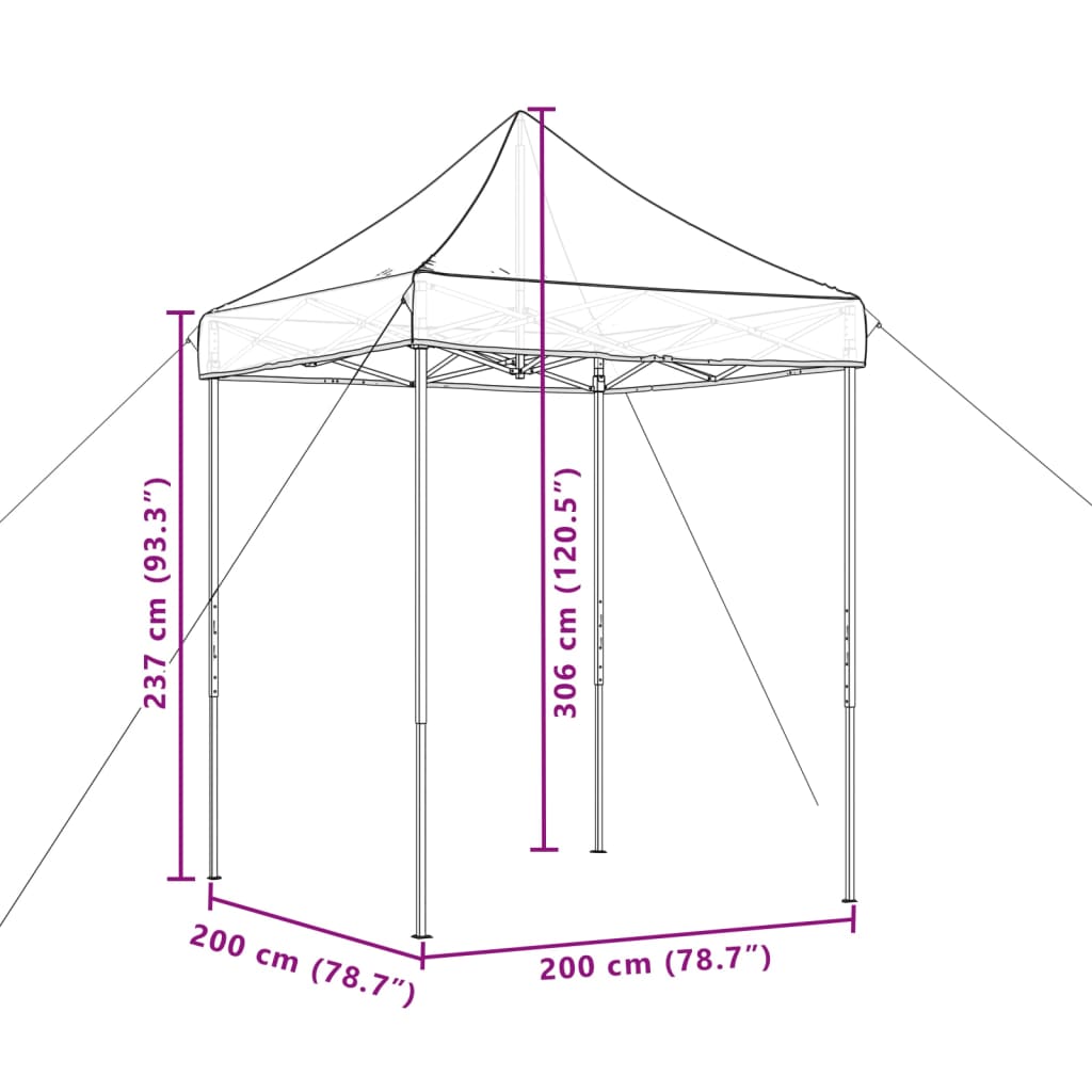 vidaXL pop op-festtelt 200x200x306 cm foldbart bourgogne