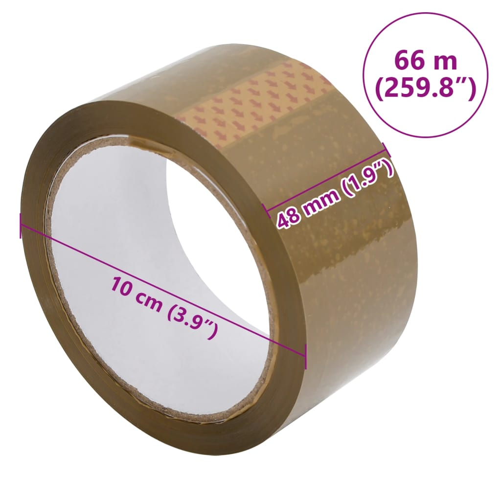 vidaXL pakketape 12 stk. 48 mm x 66 m brun