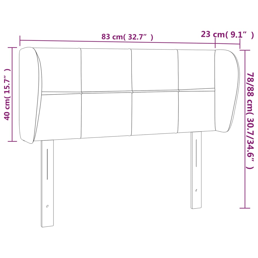 vidaXL sengegavl med kanter 83x23x78/88 cm stof gråbrun