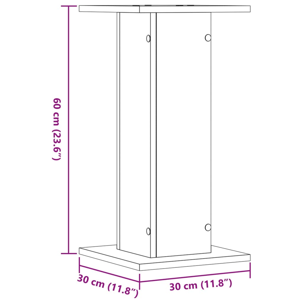 vidaXL højtalerstativer 2 stk. 30x30x60cm konstrueret træ røget egetræ