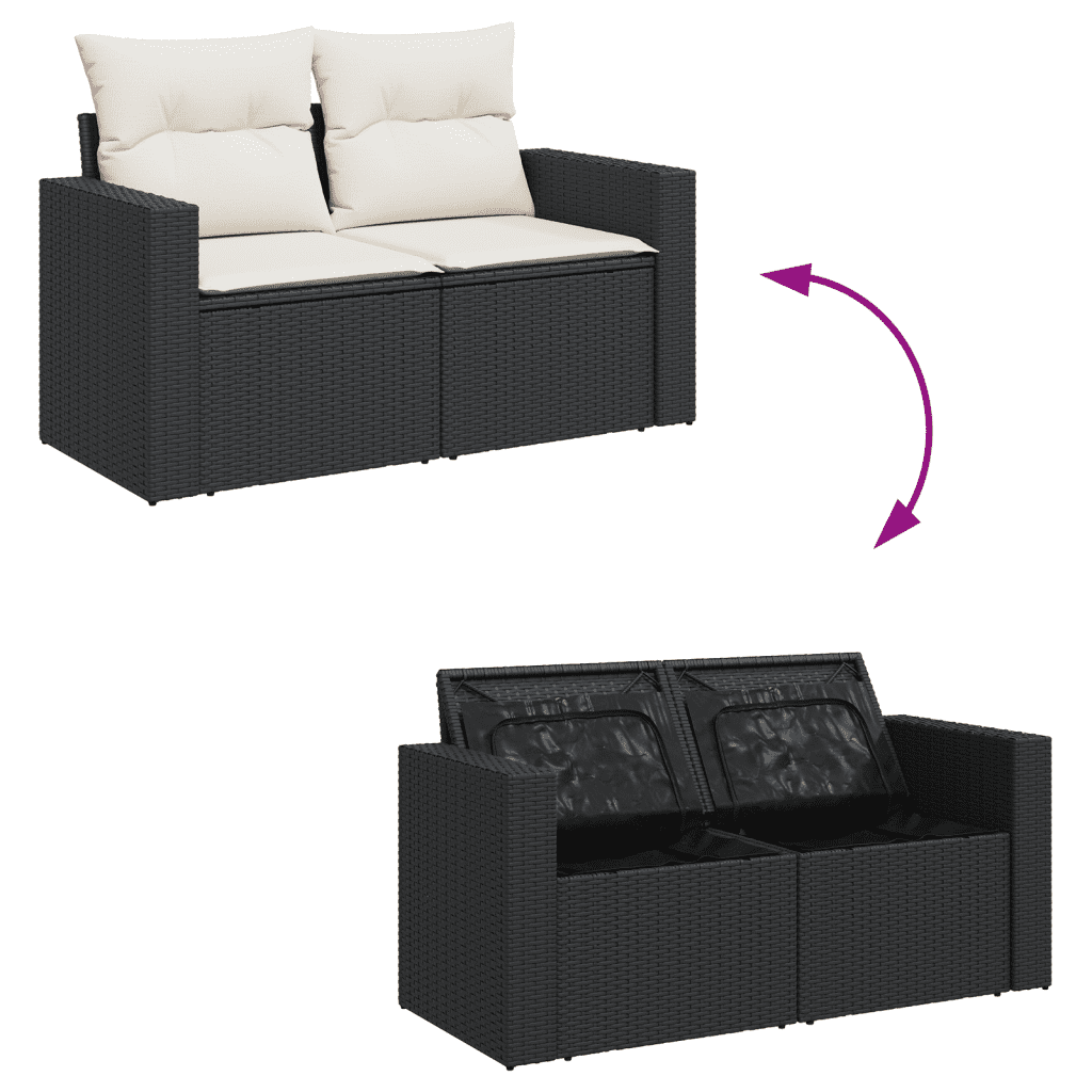 vidaXL sofasæt til haven 8 dele med hynder polyrattan sort