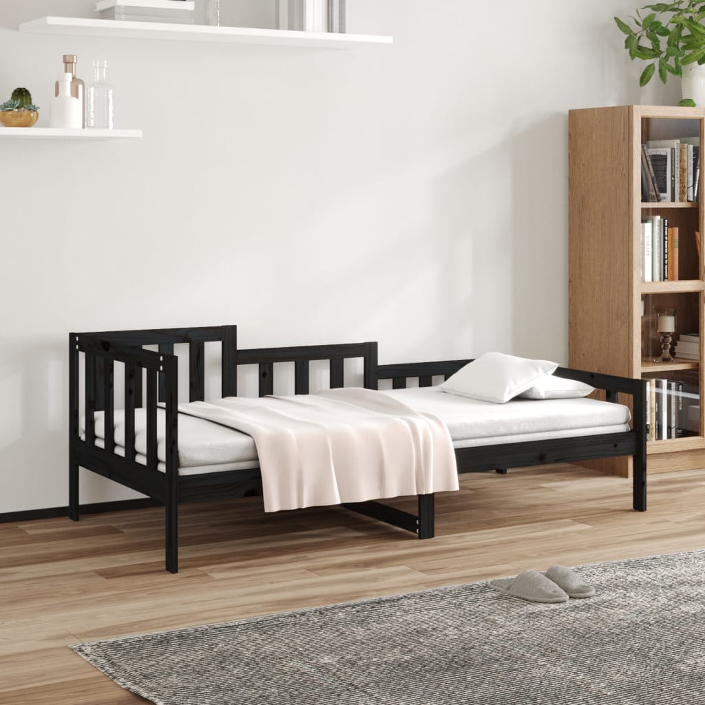 vidaXL daybed 90x200 cm massivt fyrretræ sort