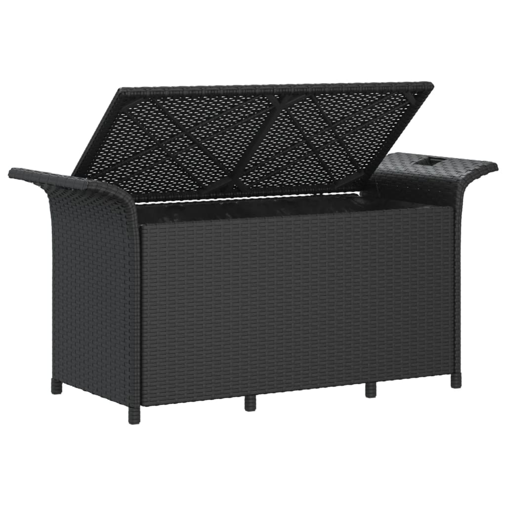 vidaXL havebænk med hynde 116x46x57 cm polyrattan sort