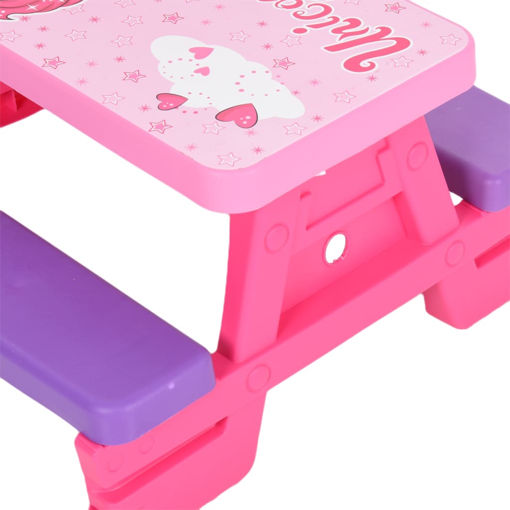 vidaXL picnicbord med bænke til børn 79x69x42 cm pink