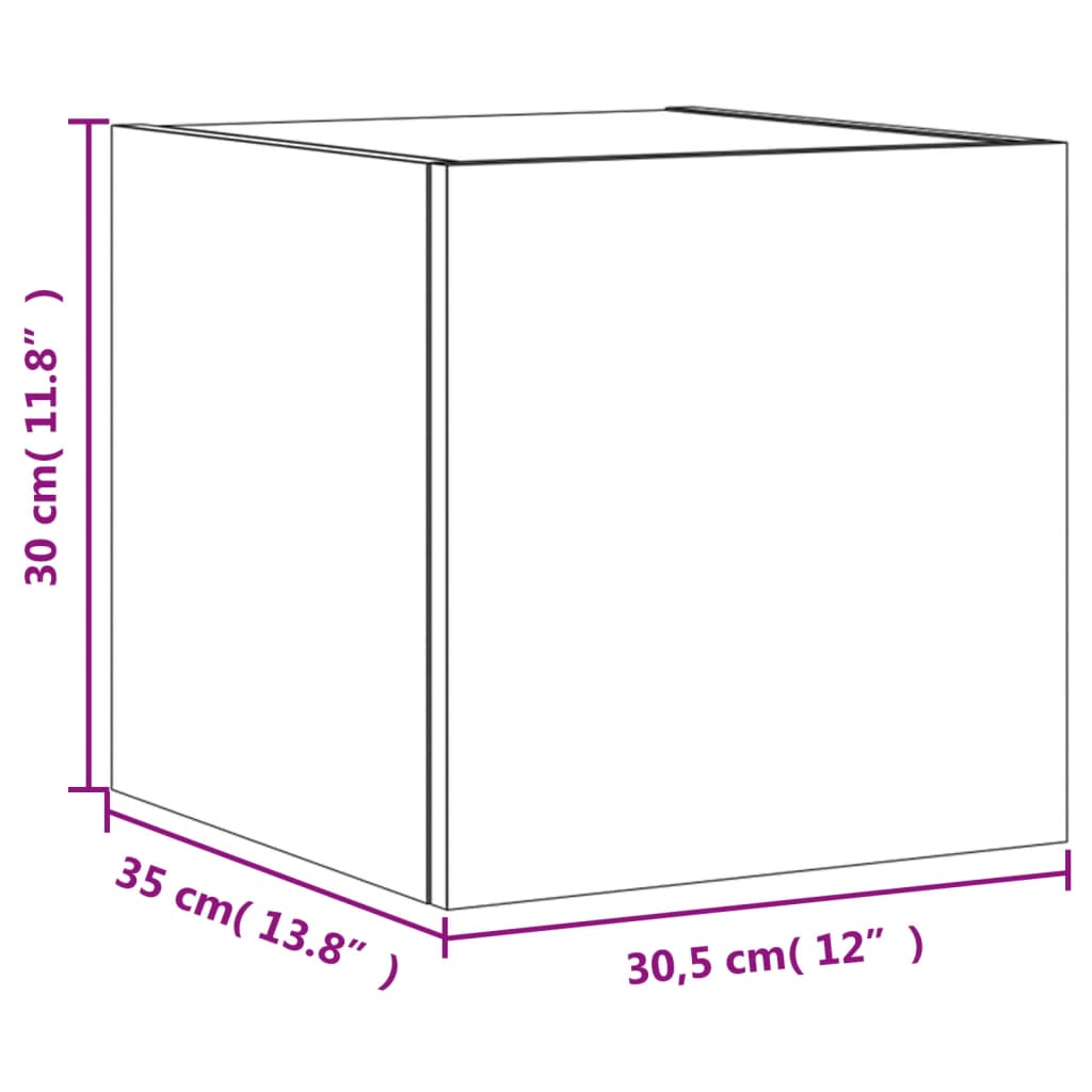 vidaXL væghængte tv-borde 2 stk. med LED-lys 30,5x35x30 cm hvid