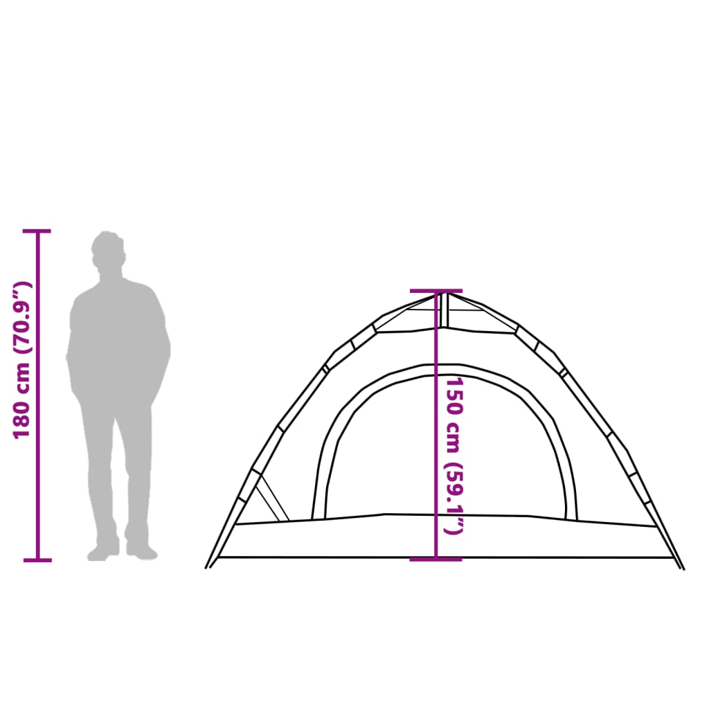 vidaXL 3-personers campingtelt quick-release grå og orange