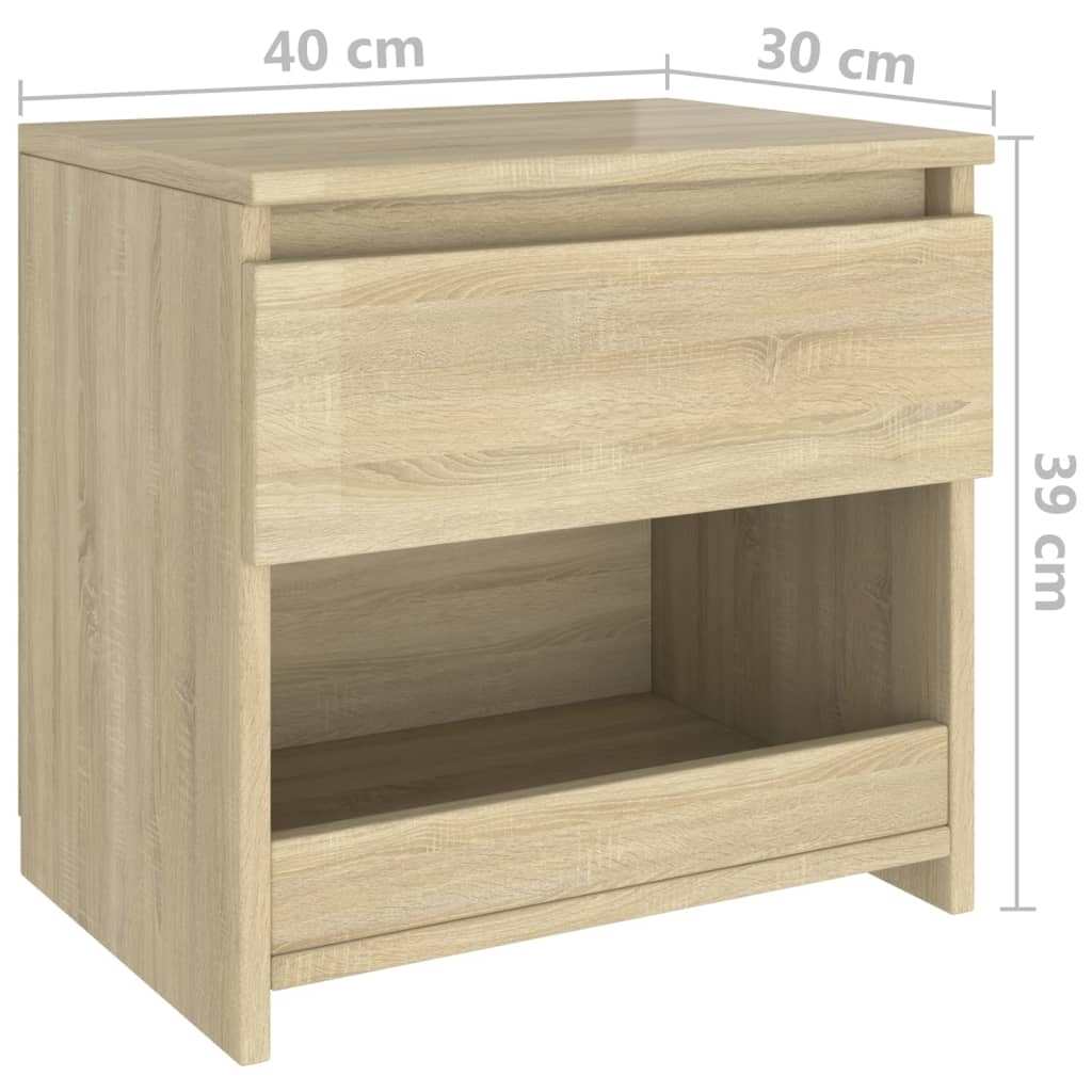 vidaXL sengeborde 2 stk. 40x30x39 cm konstrueret træ sonoma-eg