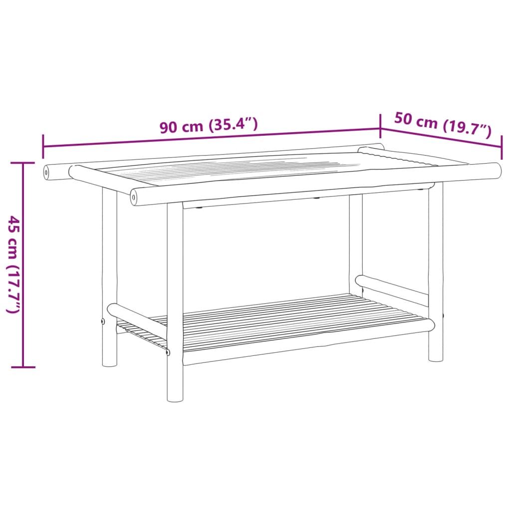 vidaXL sofabord 90x50x45 cm bambus