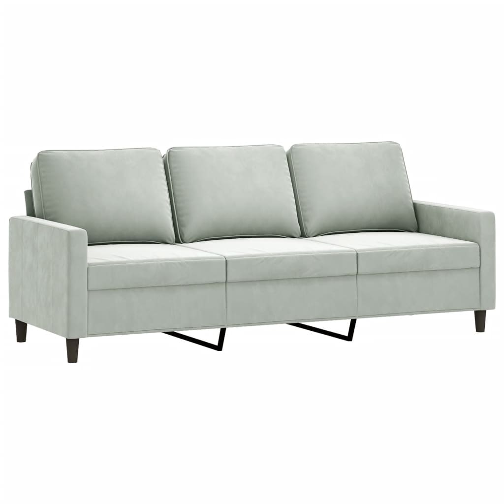 vidaXL 3-personers sofa 180 cm velour lysegrå