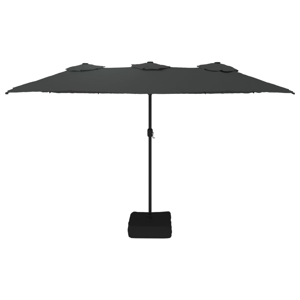 vidaXL parasol med dobbelt parasoldug og LED-lys 449x245 cm antracit