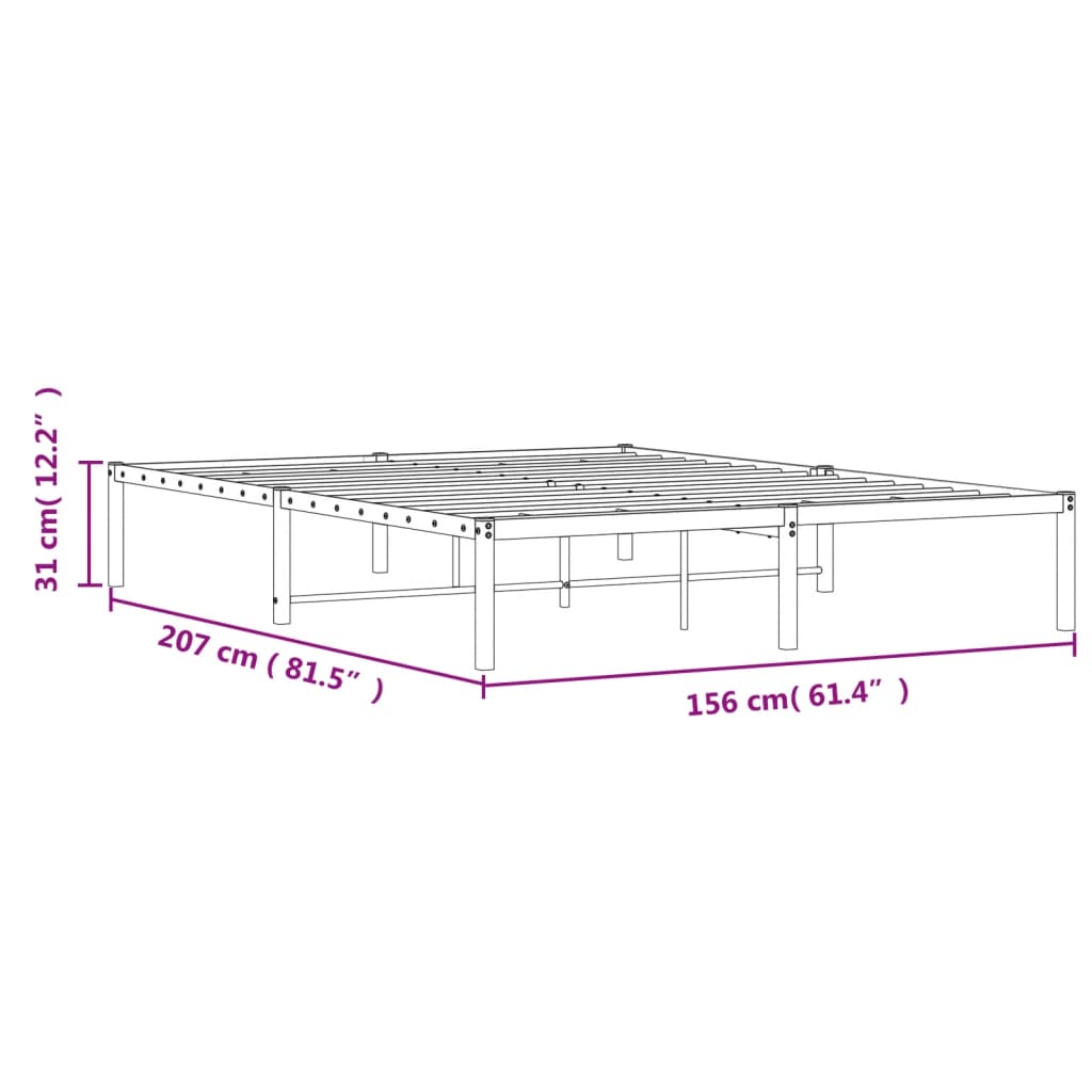 vidaXL sengeramme 150x200 cm metal sort