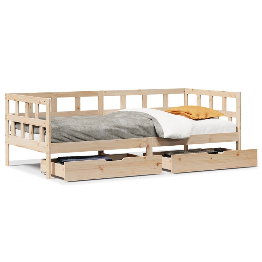 vidaXL daybed med skuffer 90x200 cm massivt fyrretræ