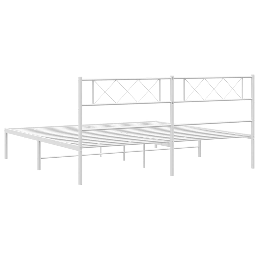 vidaXL sengeramme med sengegavl 180x200 cm metal hvid