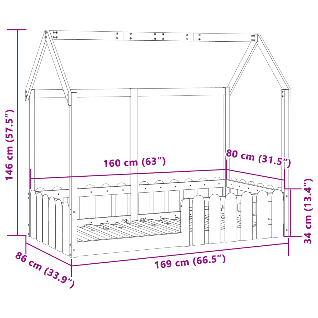 vidaXL sengeramme til husseng 80x160 cm massivt fyrretræ gyldenbrun